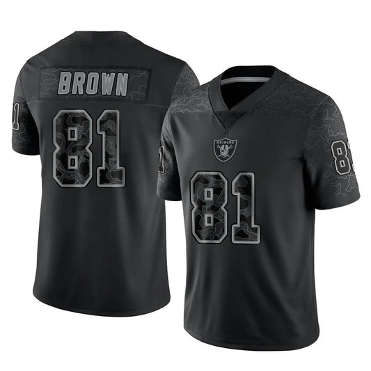 LV.Raiders #81 Tim Brown Player RFLCTV Limited Black Football Jerseys