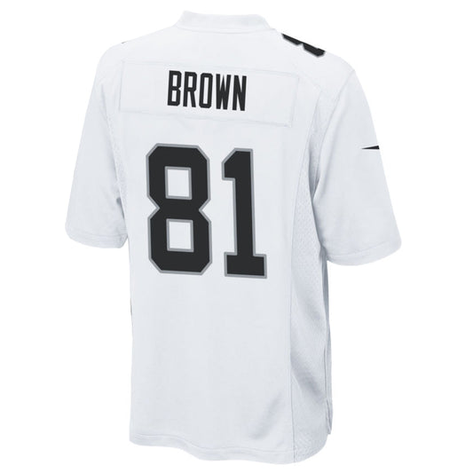LV.Raiders #81 Tim Brown Player Whtie Home Game Football Jerseys