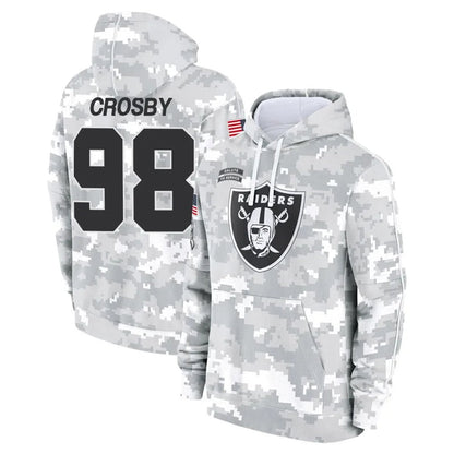 LV.Raiders #98 Maxx Crosby Player Salute to Service Hoodies Football Jerseys