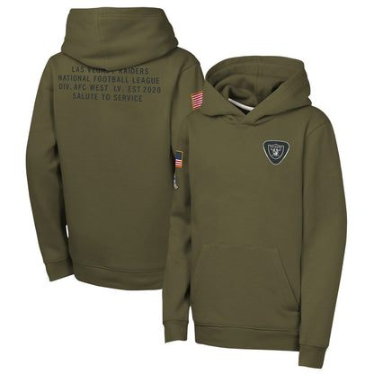 LV.Raiders Player Olive Salute to Service Club Fleece Hoodie Football Jerseys