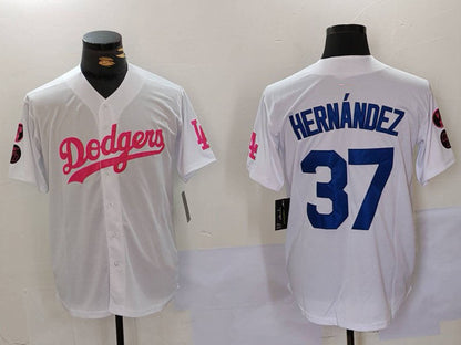 LA.Dodgers #37 Teoscar Hern¡§¡éndez Player Game Jersey White Stitched Baseball Jerseys