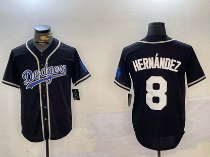 LA.Dodgers #8 Enrique Hern¡§¡éndez Black Player Cool Base Stitched Baseball Jerseys