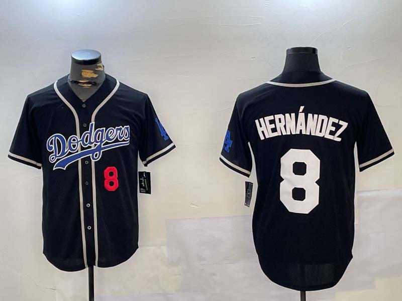 LA.Dodgers #8 Enrique Hern¡§¡éndez Black Player Game Stitched Baseball Jerseys