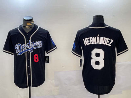 LA.Dodgers #8 Enrique Hern¡§¡éndez Black Player Game Stitched Baseball Jerseys