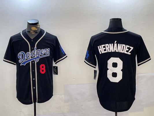 LA.Dodgers #8 Enrique Hern¡§¡éndez Black Player Game Stitched Baseball Jerseys