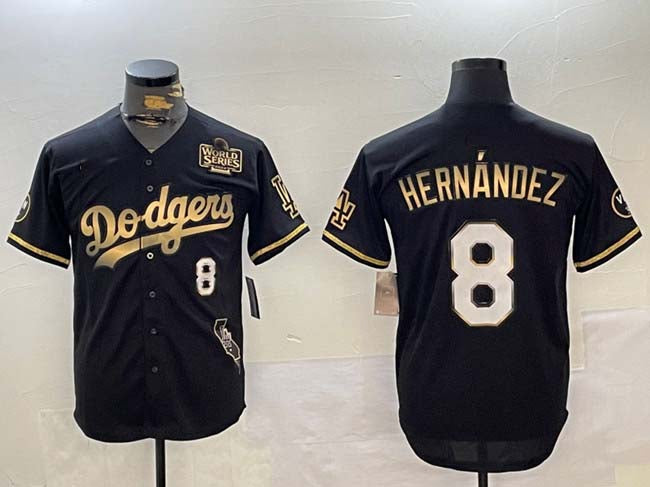 LA.Dodgers #8 Enrique Hern¡§¡éndez Player Black Gold Vapor Premier Limited Stitched Baseball Jerseys