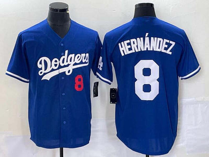 LA.Dodgers #8 Enrique Hern¡§¡éndez Player Game Jersey Blue Flex Base Stitched Baseball Jerseys