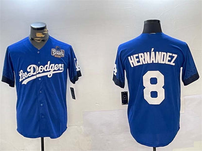 LA.Dodgers #8 Enrique Hern¡§¡éndez Player Royal Cool Base Stitched Baseball Jerseys