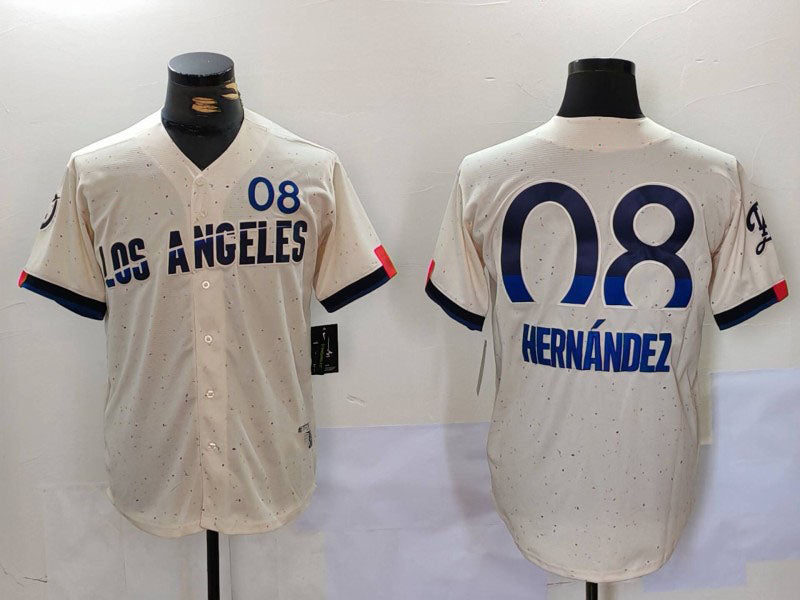 LA.Dodgers #8 Kik¡§| Hern¡§¡éndez Cream Player Limited Stitched Baseball Jerseys