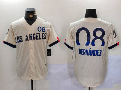 LA.Dodgers #8 Kik¡§| Hern¡§¡éndez Cream Player Limited Stitched Baseball Jerseys