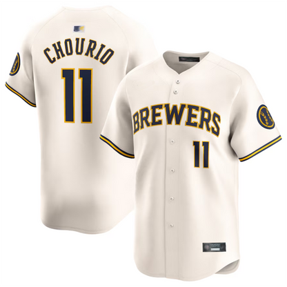 M.Brewers #11 Jackson Chourio Player Cream Home Limited Baseball Jerseys