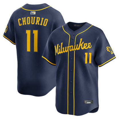 M.Brewers #11 Jackson Chourio Player Navy Home Limited Baseball Jerseys
