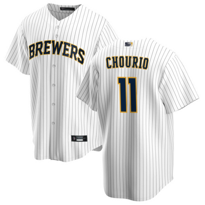 M.Brewers #11 Jackson Chourio Player White Home Replica Baseball Jerseys