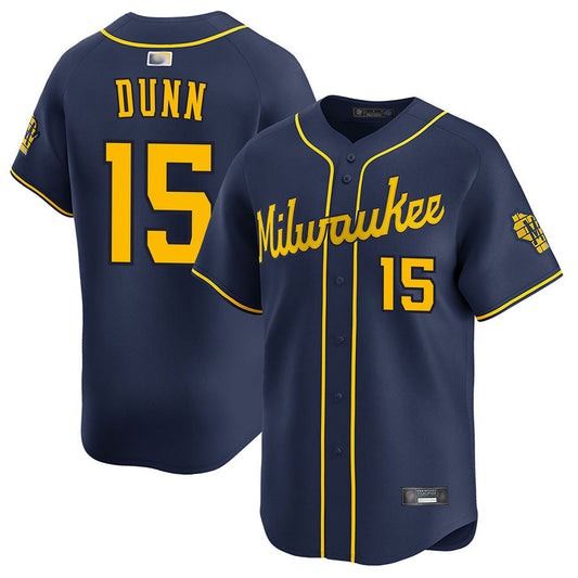 M.Brewers #15 Oliver Dunn Player Navy Limited Baseball Jerseys
