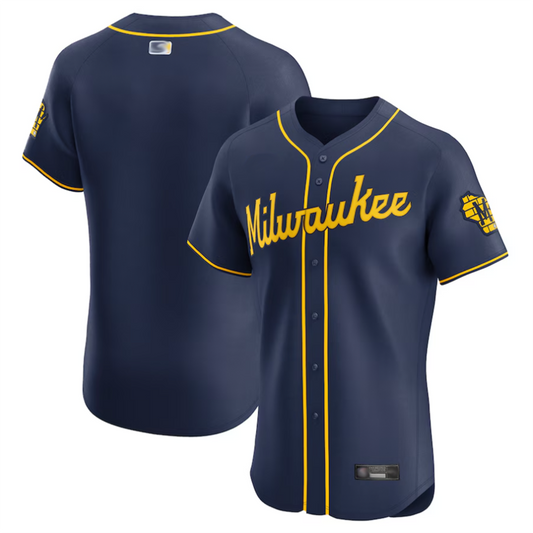 M.Brewers Blank Player Navy Vapor Premier Elite Baseball Jerseys