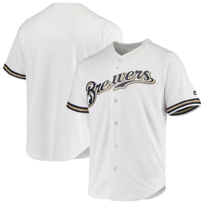 M.Brewers Blank Player White Team Home Replica Baseball Jerseys