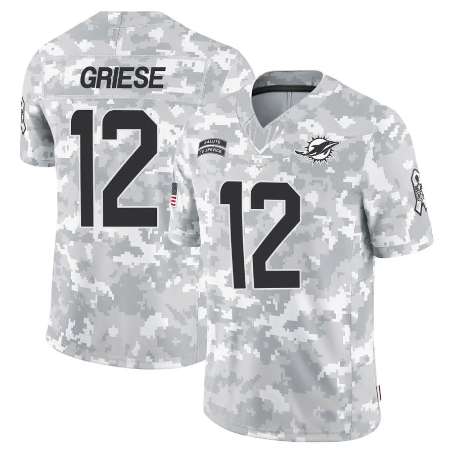 M.Dolphins #12 Bob Griese Player Arctic Camo Salute to Service Limited Football Jerseys