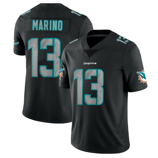M.Dolphins #13 Dan Marino Player Black Fashion Limited Game Football Jerseys