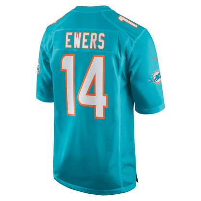 M.Dolphins #14 Quinn Ewers Player Aqua Home Game Football Jerseys