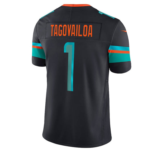 M.Dolphins #1 Tua Tagovailoa Player Blue Rivalries Collection Vapor Limited Football Jerseys