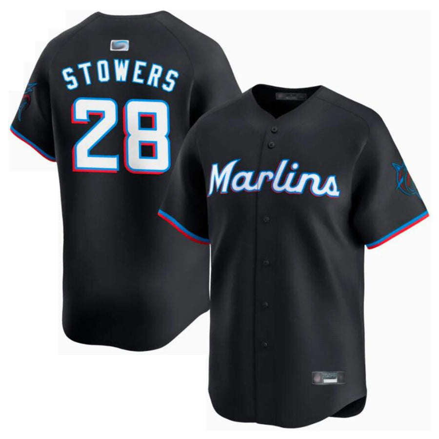 M.Marlins #28 Kyle Stowers Player Black Home Limited Baseball Jerseys