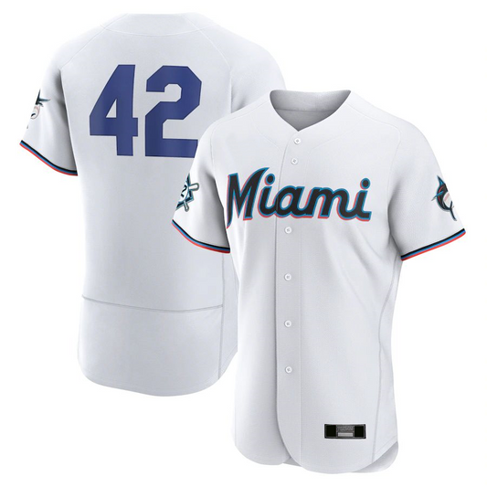 M.Marlins #42 Jackie Robinson White Player Baseball Jerseys