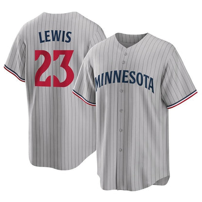 M.Twins #23 Royce Lewis Player Replica Gray Road Baseball Jerseys