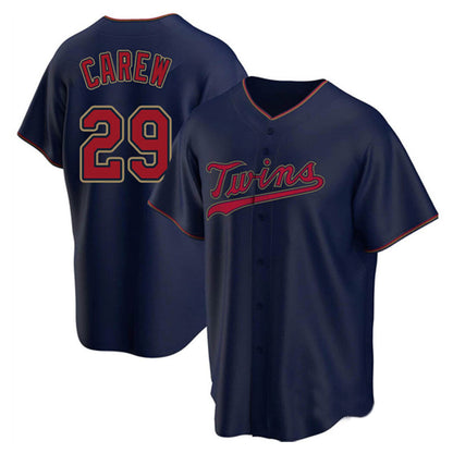 M.Twins #29 Rod Carew Player Navy  Home Replica Baseball Jerseys