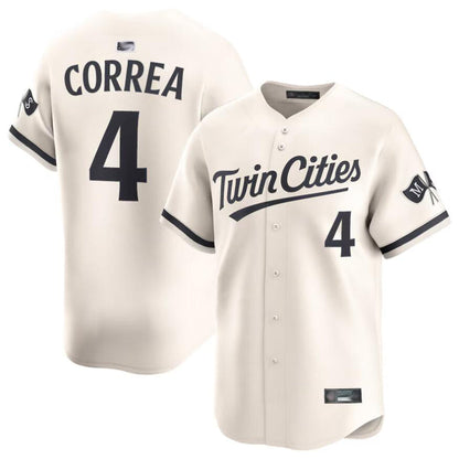 M.Twins #4 Carlos Correa Player Cream Home Limited Baseball Jerseys
