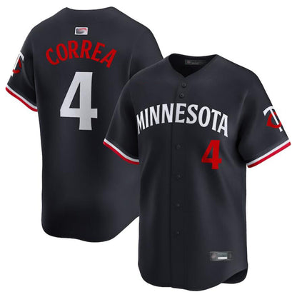 M.Twins #4 Carlos Correa Player Navy Home Limited Baseball Jerseys