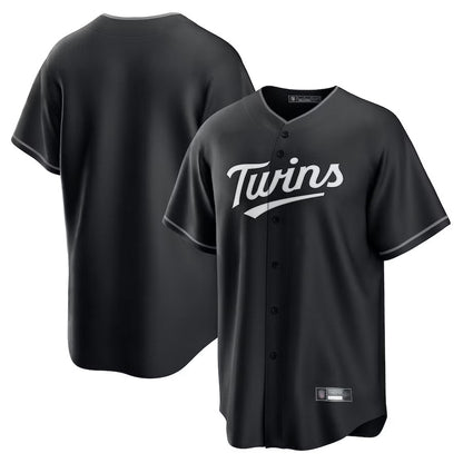 M.Twins Blank Player Black Lights Out Replica Baseball Jerseys