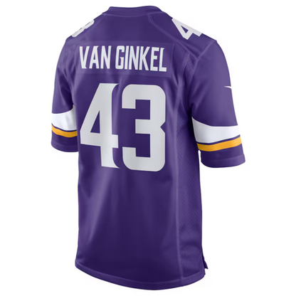 #43 Andrew Van Ginkel Player MN.Vikings Purple Game Football Jerseys