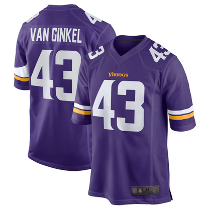 #43 Andrew Van Ginkel Player MN.Vikings Purple Game Football Jerseys