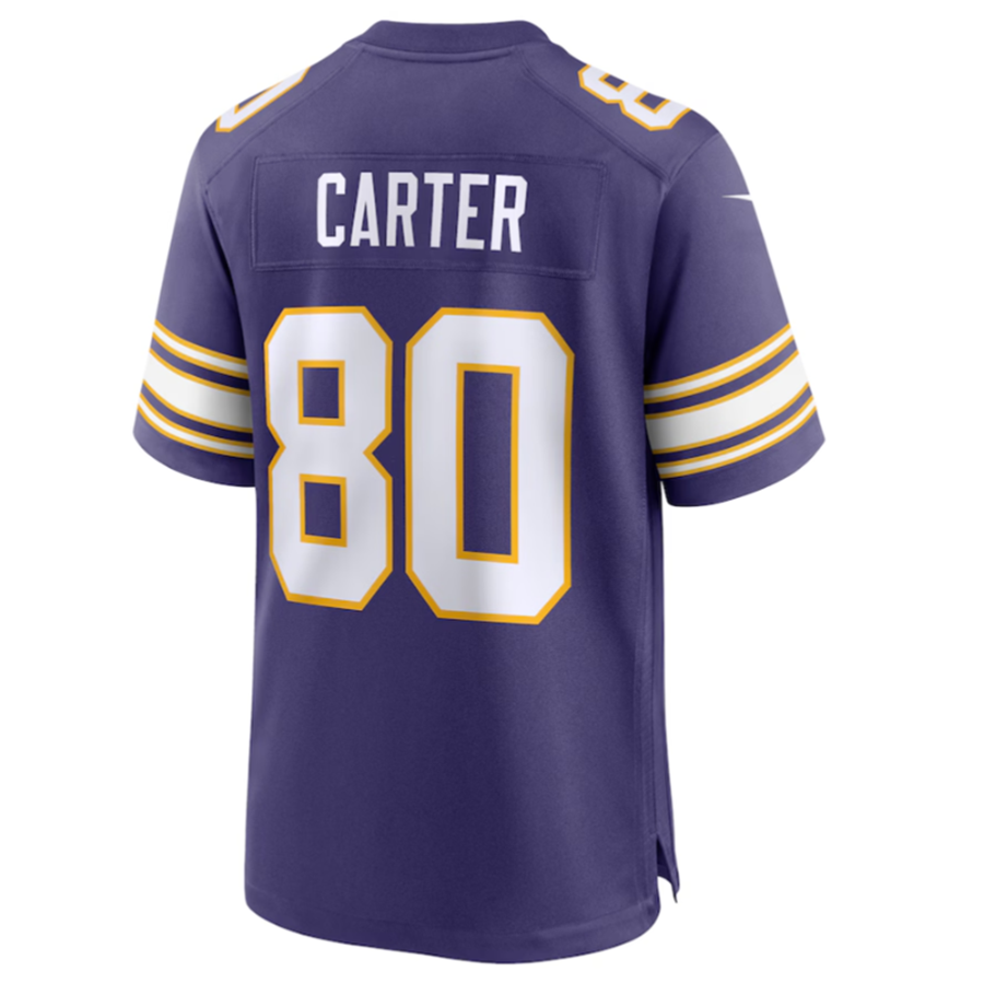 #80 Cris Carter Player MN.Vikings Purple Classic Game Football Jerseys