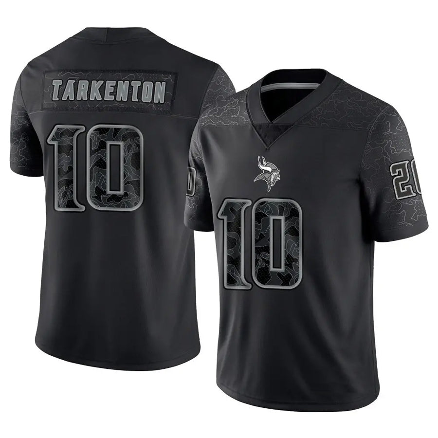 MN.Vikings #10 Fran Tarkenton Player Black REFLECTIVE Limited Football Jerseys