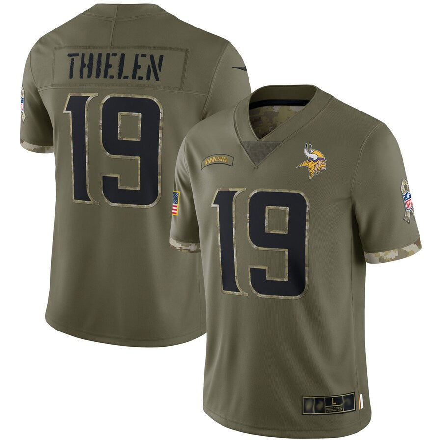MN.Vikings #19 Adam Thielen Player Salute To Service Limited Olive Football Jerseys