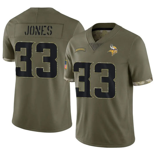 MN.Vikings #33 Aaron Jones Player Salute To Service Limited Olive Football Jerseys