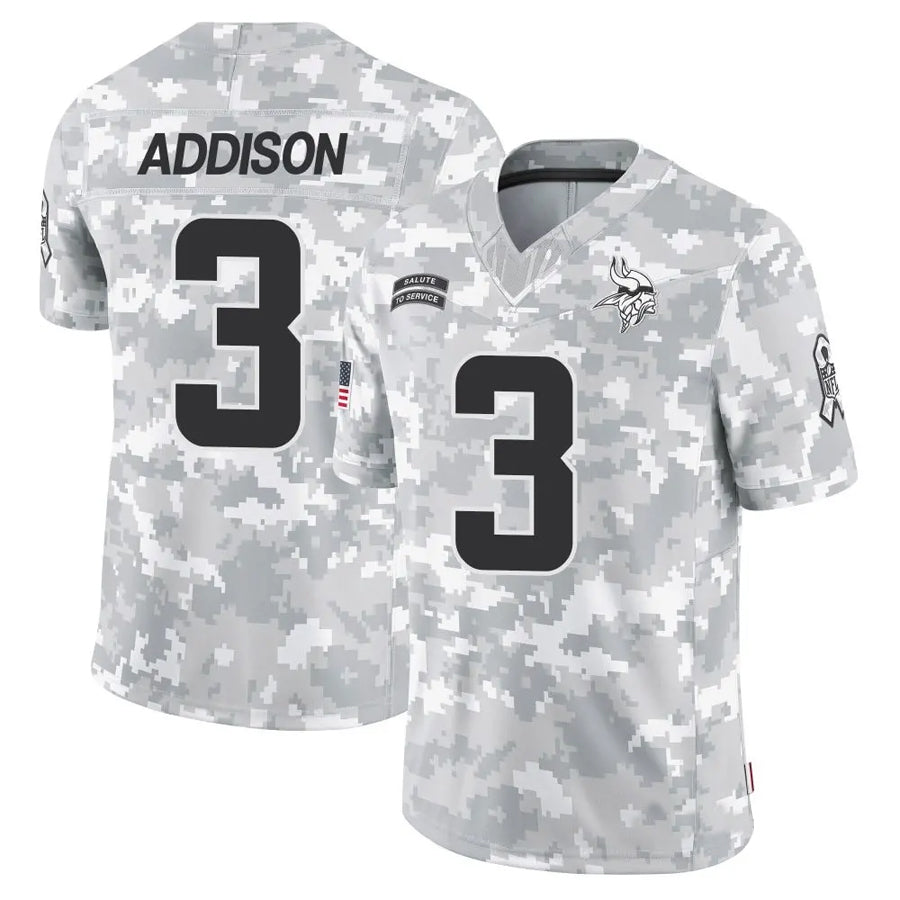 MN.Vikings #3 Jordan Addison Player Arctic Camo Salute to Service Limited Football Jerseys