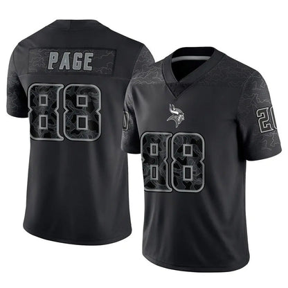 MN.Vikings #88 Alan Page Player Black REFLECTIVE Limited Football Jerseys
