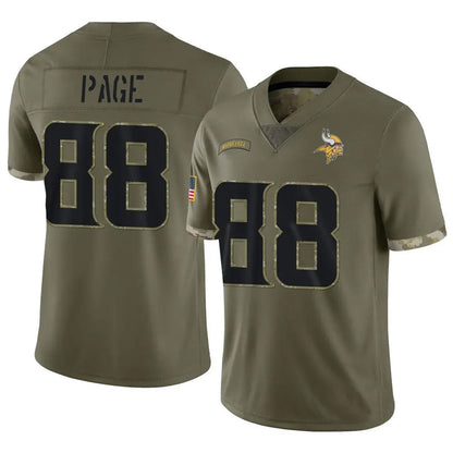 MN.Vikings #88 Alan Page Player Salute To Service Limited Olive Football Jerseys