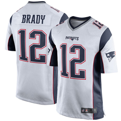 NE.Patriots #12 Tom Brady Player White Home Game Football Jerseys