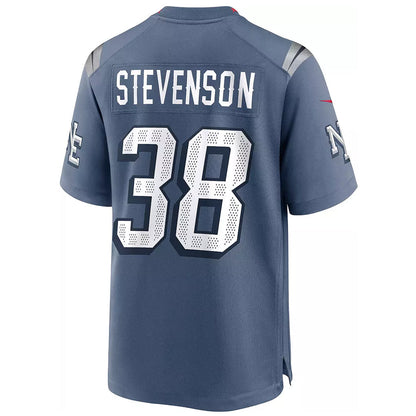 NE.Patriots #38 Rhamondre Stevenson Player Storm Blue Rivalries Collection Game Football Jerseys