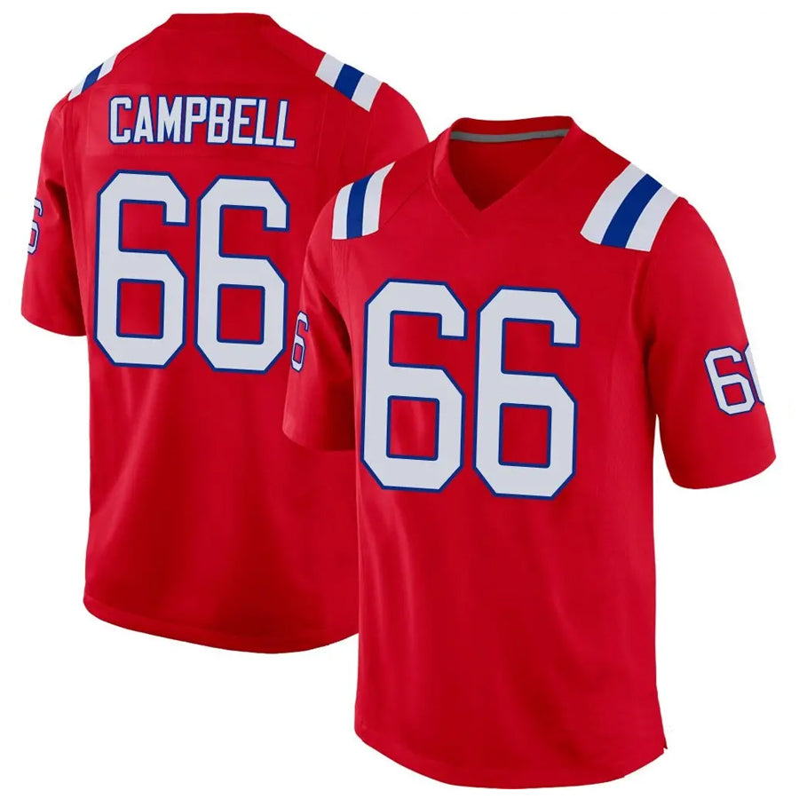 NE.Patriots #66 Will Campbell Player Red Home Game Foothball Jerseys