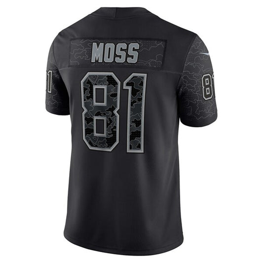 NE.Patriots #81 Randy Moss Player Black RFLCTV Limited Football Jerseys
