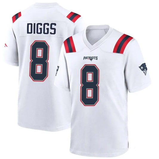 NE.Patriots #8 Stefon Diggs Player White Home Game Football Jerseys