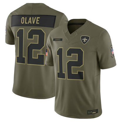 NO.Saints #12 Chris Olave Player Olive Salute to Service Limited Football Jerseys