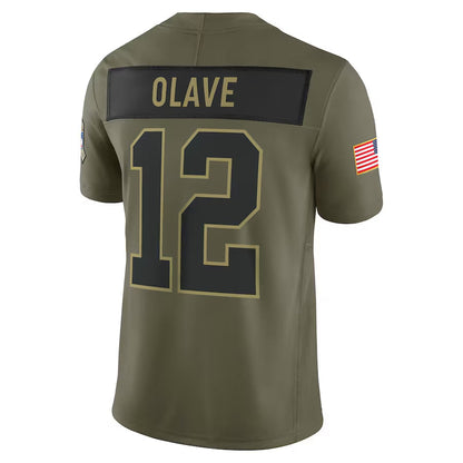 NO.Saints #12 Chris Olave Player Olive Salute to Service Limited Football Jerseys