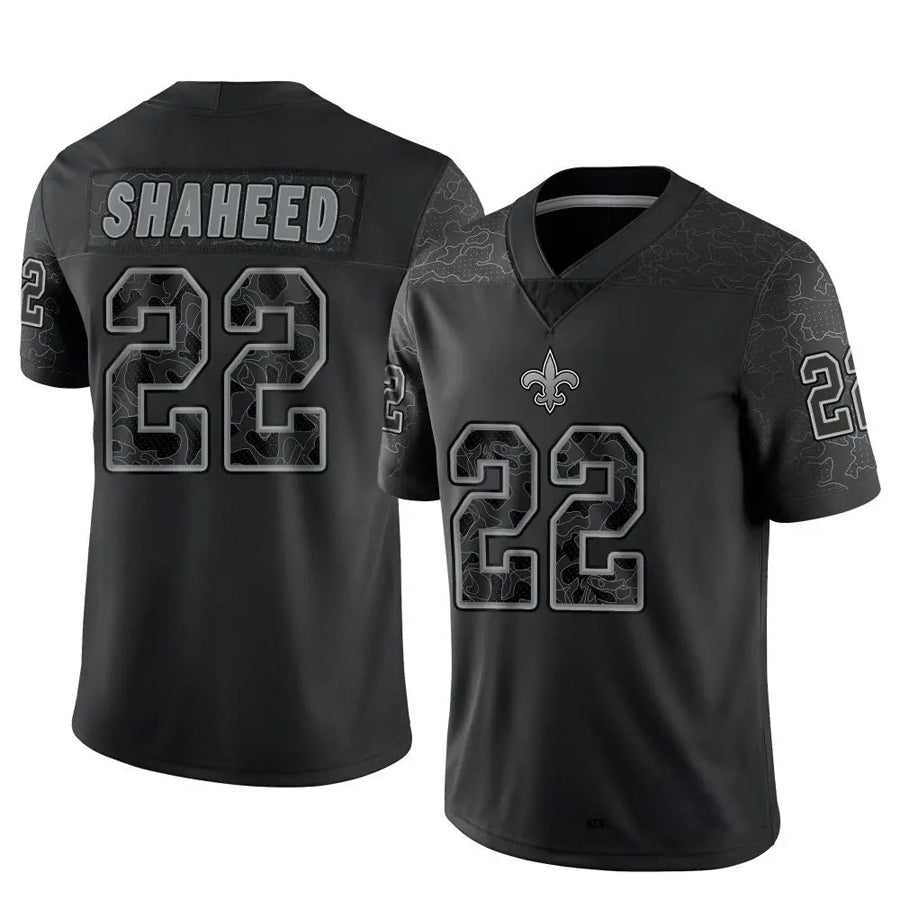 NO.Saints #22 Rashid Shaheed Player Black RFLCTV Limited Football Jerseys