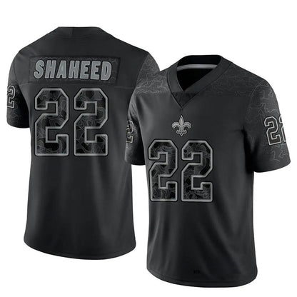 NO.Saints #22 Rashid Shaheed Player Black RFLCTV Limited Football Jerseys
