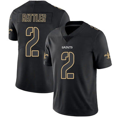 NO.Saints #2 Spencer Rattler Player Limited Black Impact Football Jerseys
